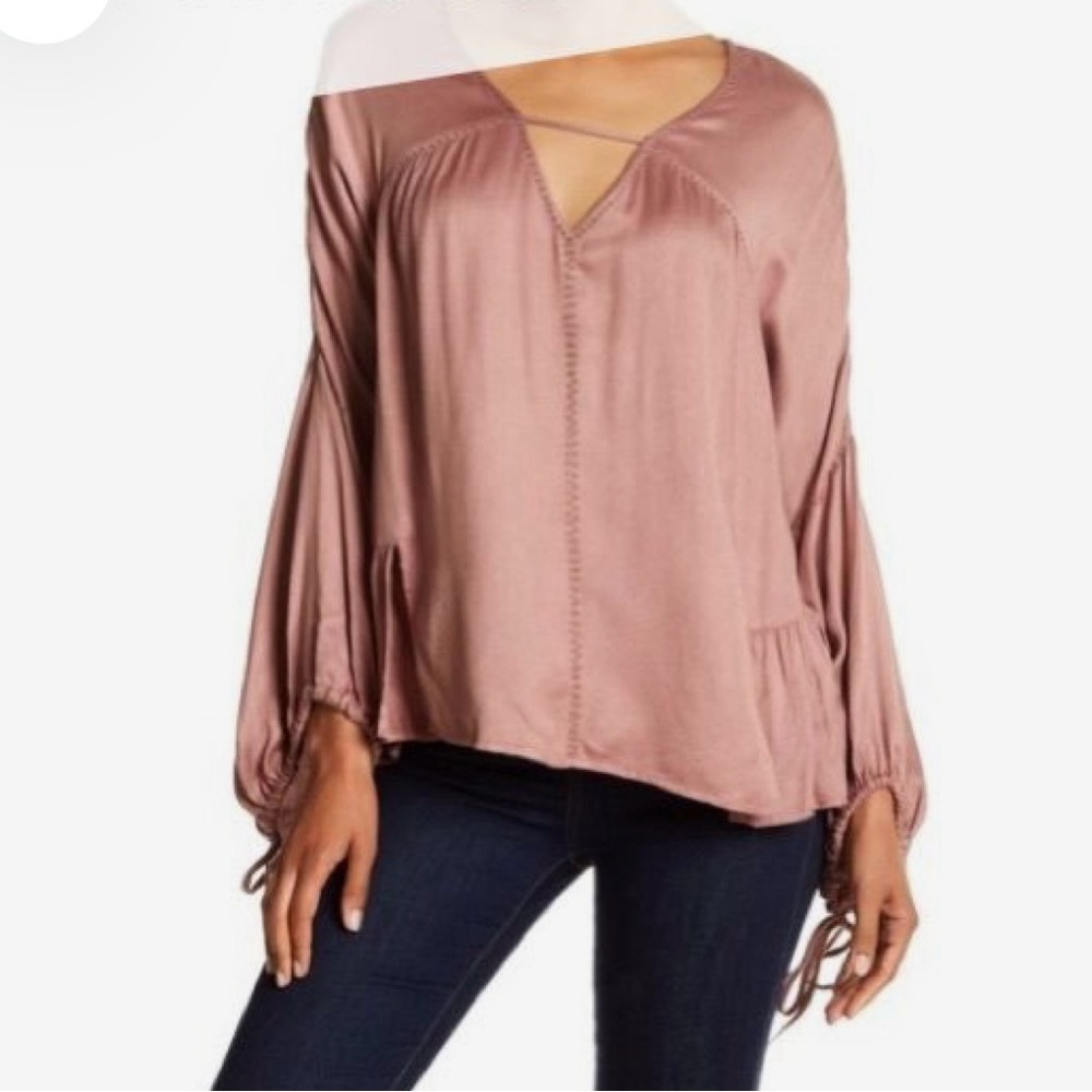 Ban•Jara Mauve Long Sleeves Relaxed Fit Top Blouse‎ Size M